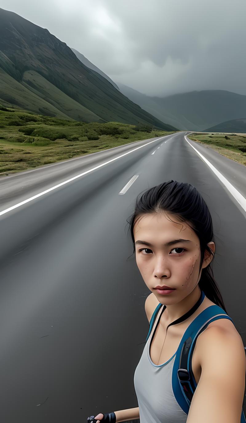 02257-2077873828-highway,bicycle,1girl,close up face,little rain,mountain,sea,cloudy and smoke,.png